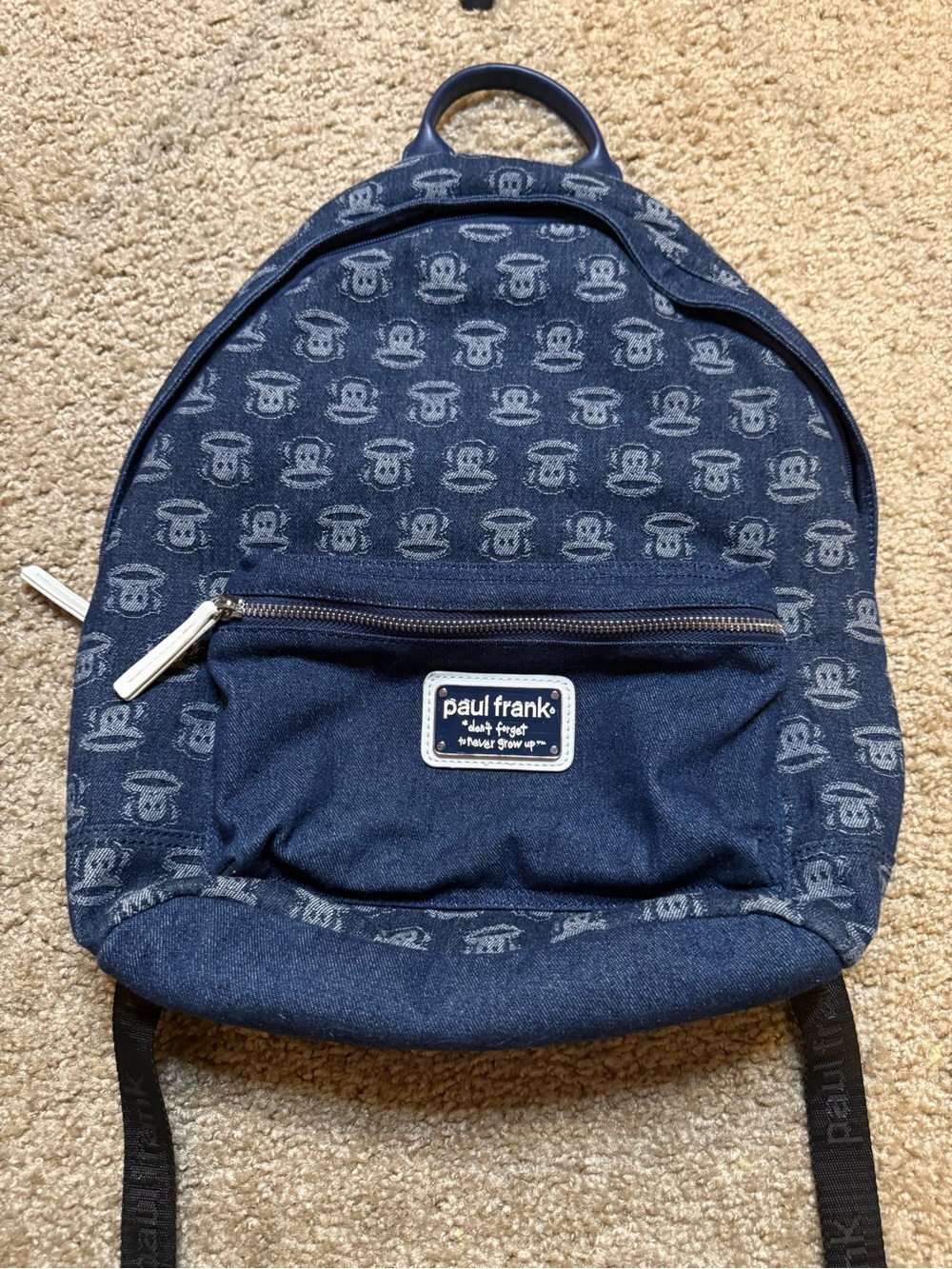 Vintage Y2K Paul Frank Navy Blue Julius Pattern Backpack